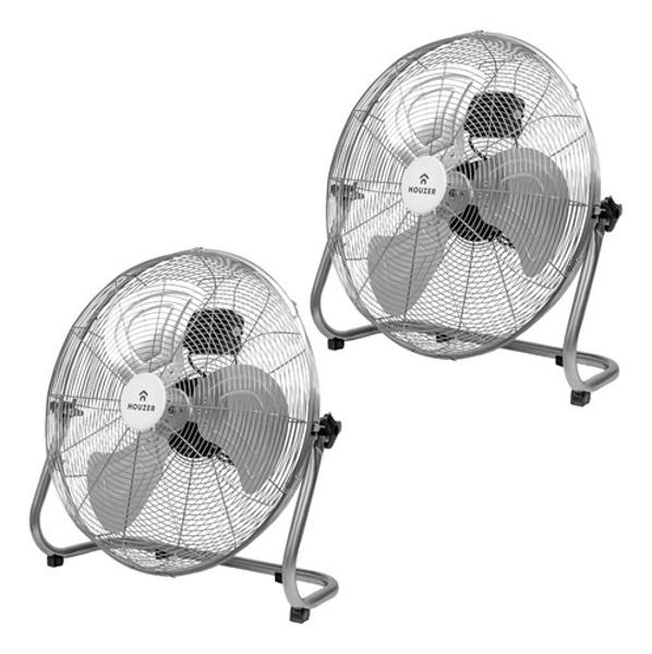Kit Set 2 Ventiladores Piso Pared 23' 3 Aspas Metal Hogar Houzer