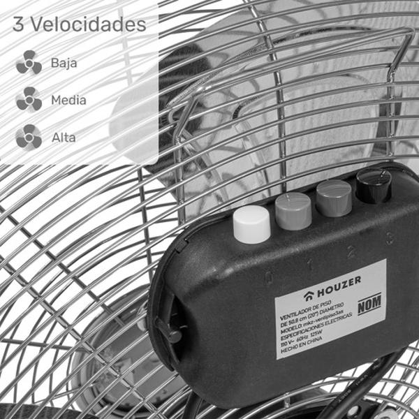 Kit Set 2 Ventiladores Piso Pared 23' 3 Aspas Metal Hogar Houzer