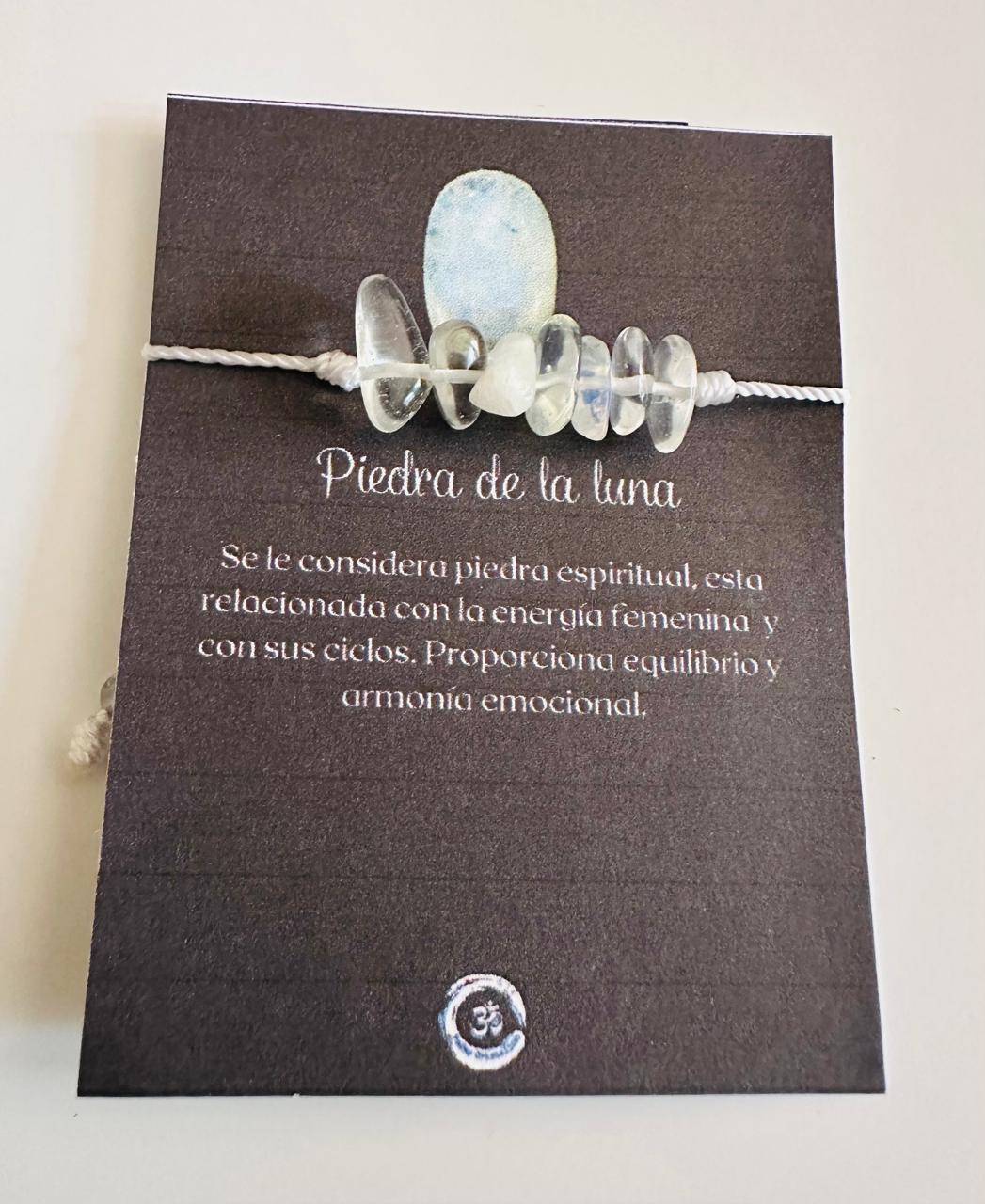 Pulsera Cuarzo Piedra Luna Chips Intuición, Energía Femenina, calma y equilibrio emocional