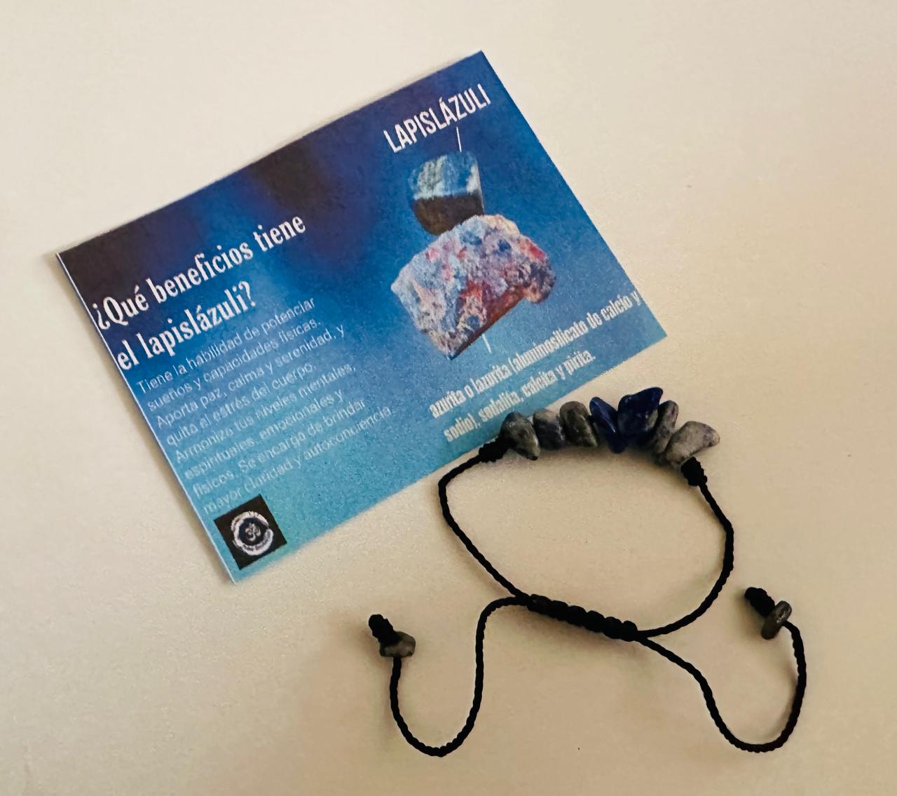 Pulsera Cuarzo Chips lapislázuli sabiduría, protección,  claridad mental, paz, calma, serenidad