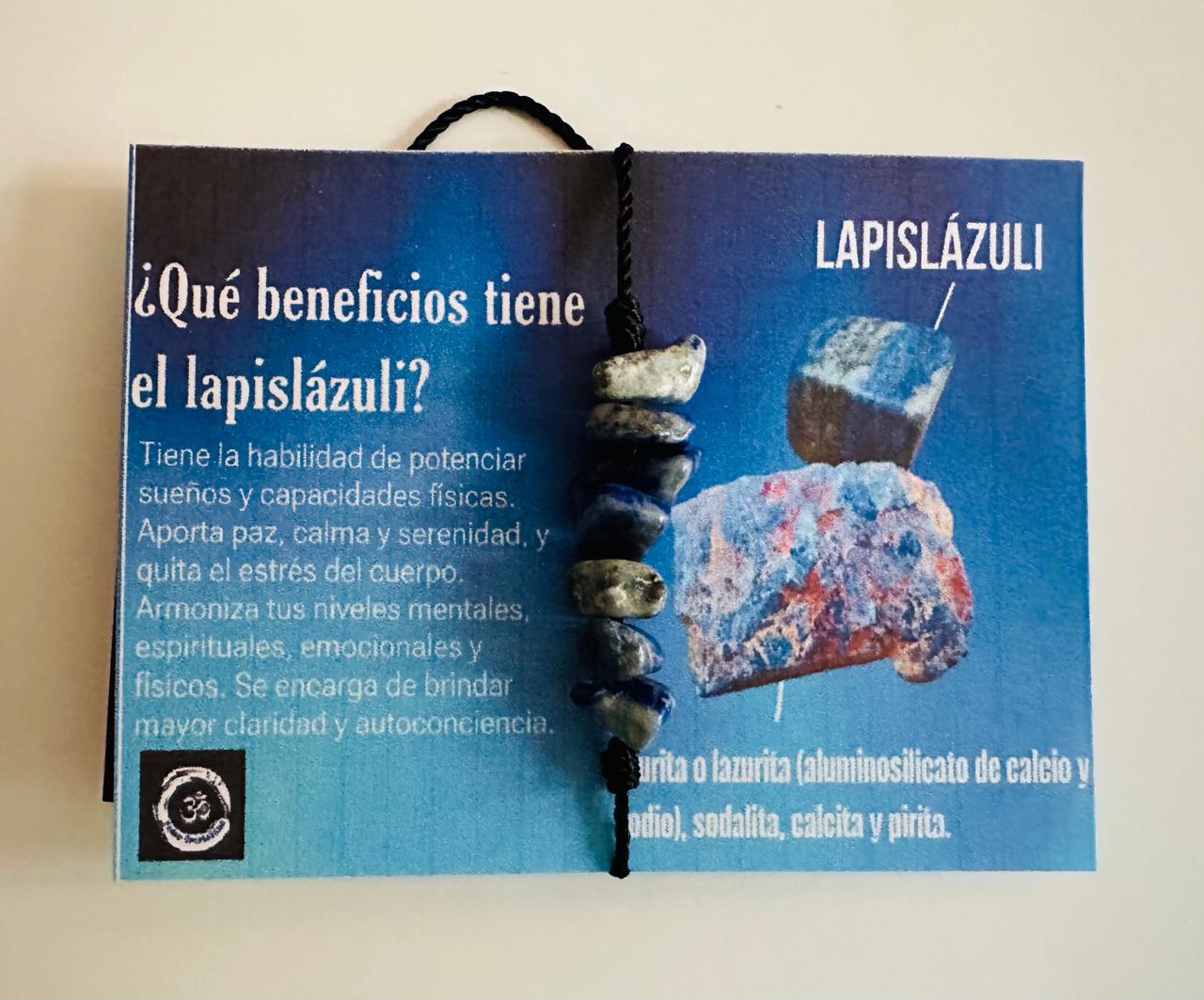 Pulsera Cuarzo Chips lapislázuli sabiduría, protección,  claridad mental, paz, calma, serenidad