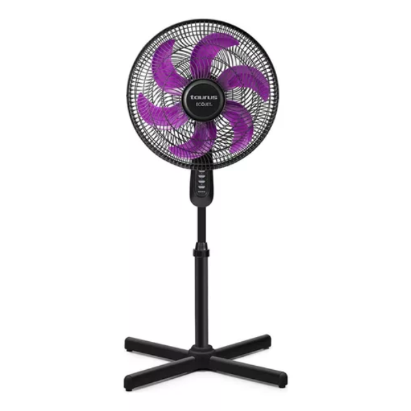 Ventilador Taurus De Pedestal, 16" Con 6 Aspas, 3 Velocidades, Negro