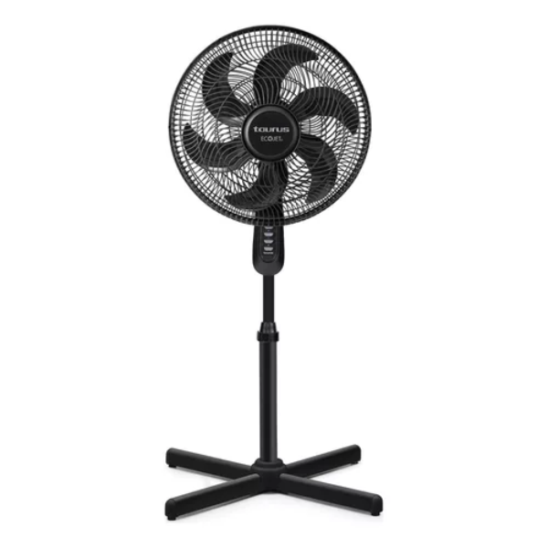 Ventilador Taurus De Pedestal, 16" Con 6 Aspas, 3 Velocidades, Negro