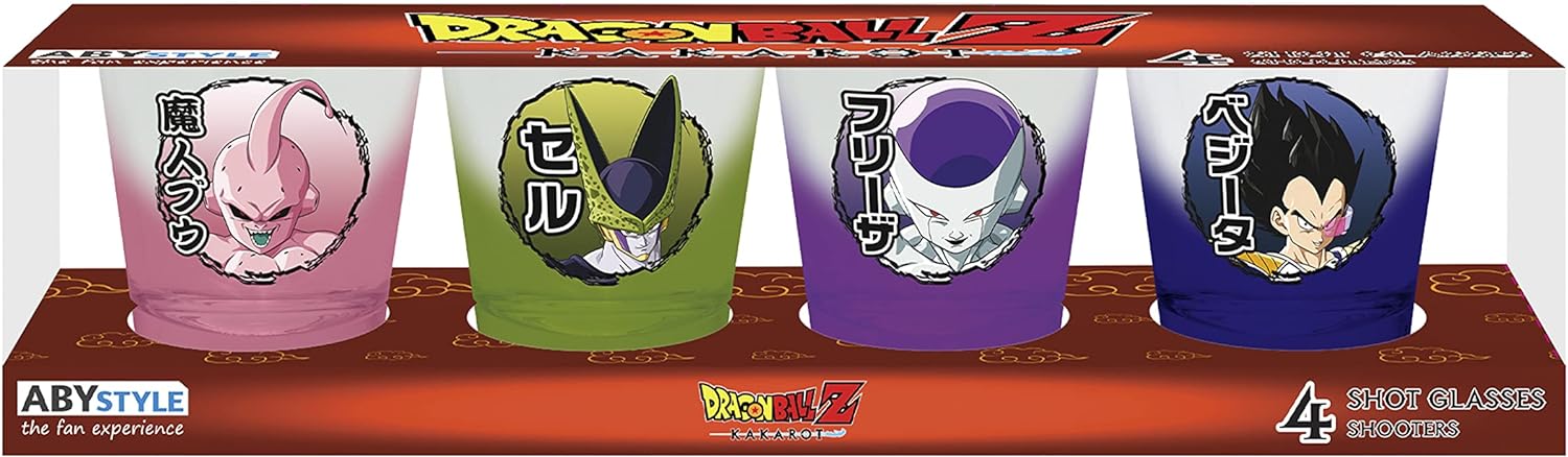 ABYstyle Dragon Ball Z Kakarot Villanos Juego 4 Vasos Tequileros 1.5 onzas