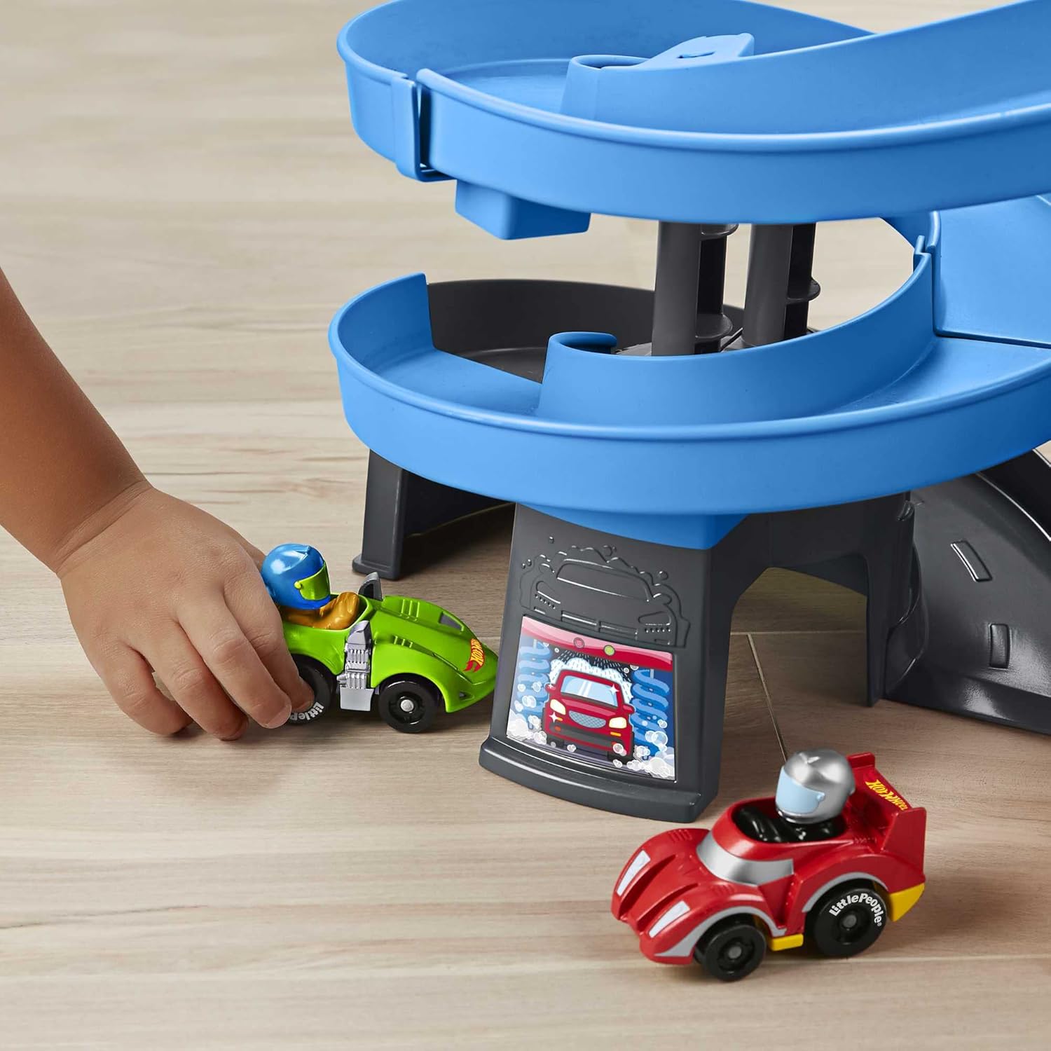 Pista Fisher-Price, LITTLE PEOPLE Gran Pista de Carreras de Hot Wheels Juguete para Bebé 18 Meses en Adelante