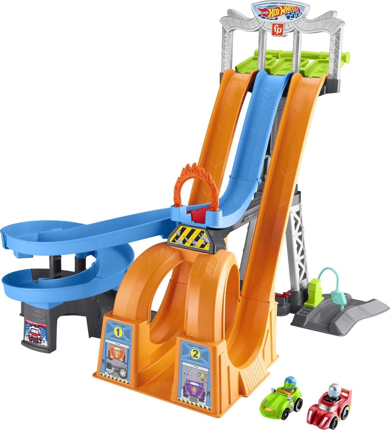 Pista Fisher-Price, LITTLE PEOPLE Gran Pista de Carreras de Hot Wheels Juguete para Bebé 18 Meses en Adelante