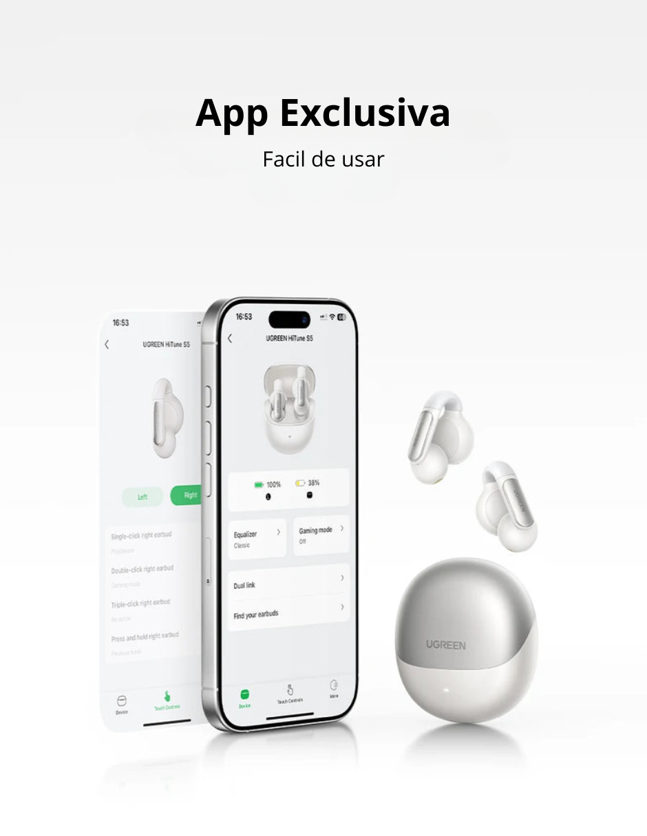 Audífonos Inalámbricos HiTune S5 UGREEN Bluetooth 5.3 Earbuds Negros
