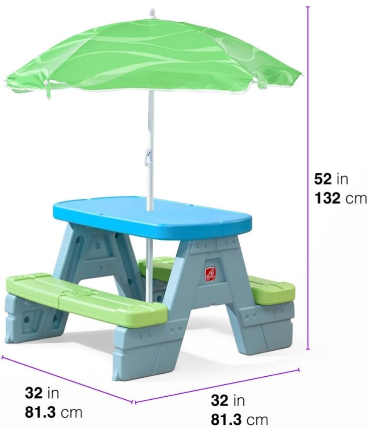 Mesa banco plegable infantil exterior interior sombrilla 