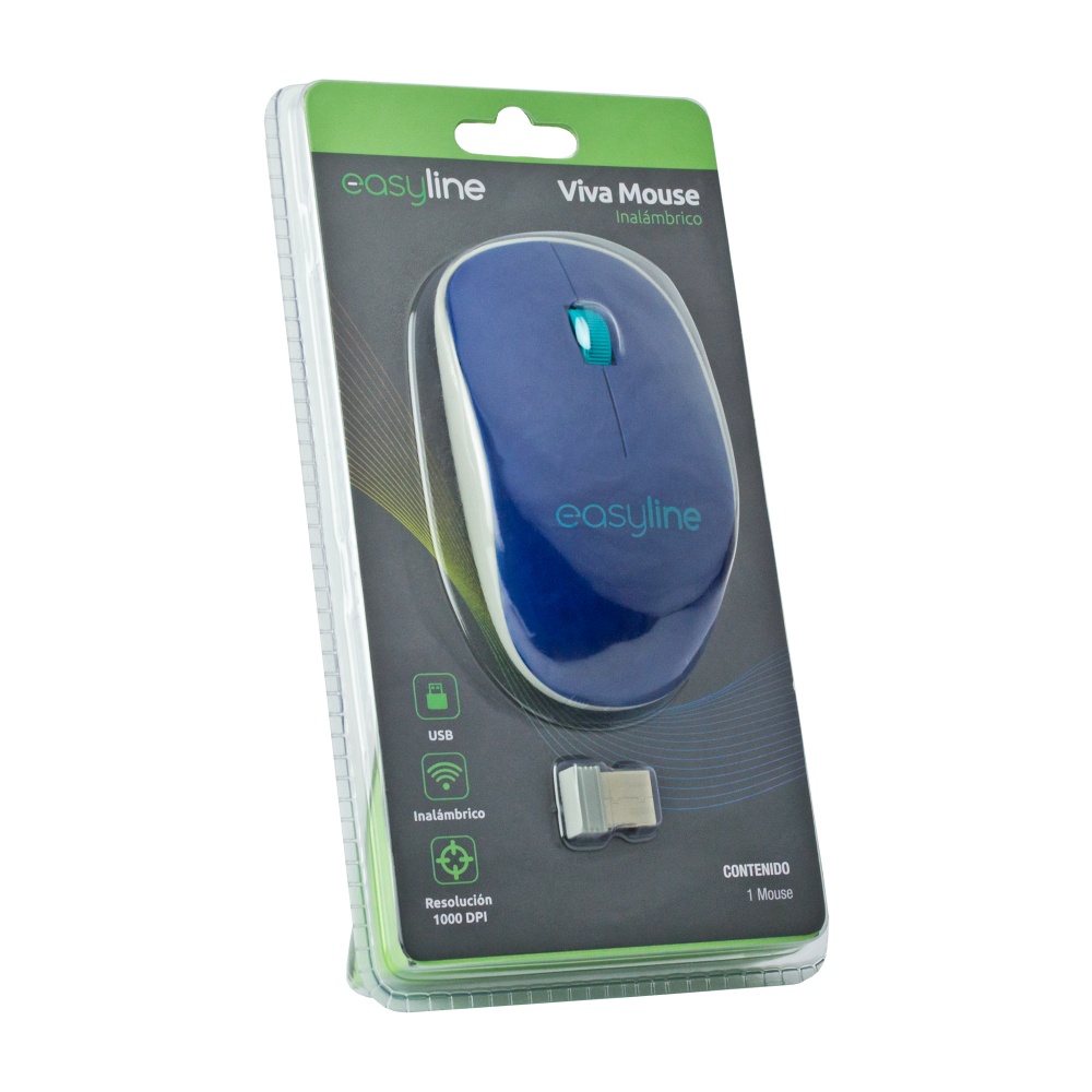 MOUSE INALAMBRIO 1000 DPI AZUL CASA USB OFICINA PORATIL ESTANDAR WINDOWS 10 METROS ESCUELA LAP PC EL-995128