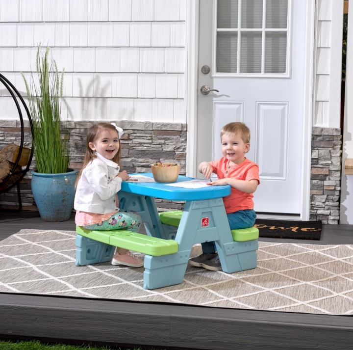 Mesa banco plegable infantil exterior interior sombrilla 