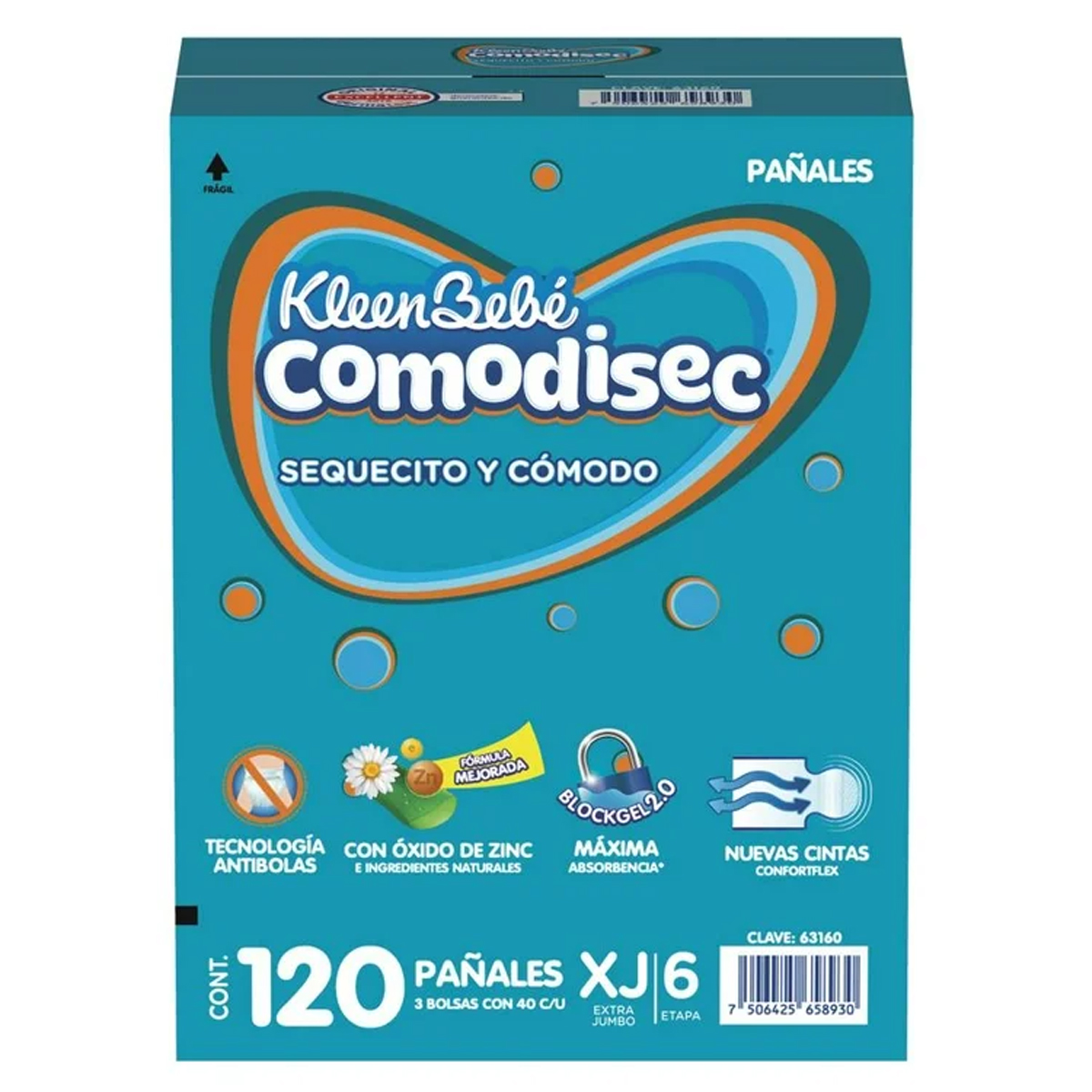 Pañal Kleen Bebé Comodisec Extra Jumbo Etapa 6 120pz