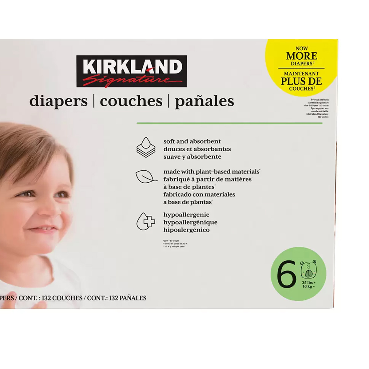 Pañales Kirkland Signature Etapa 6, 132 Pañales