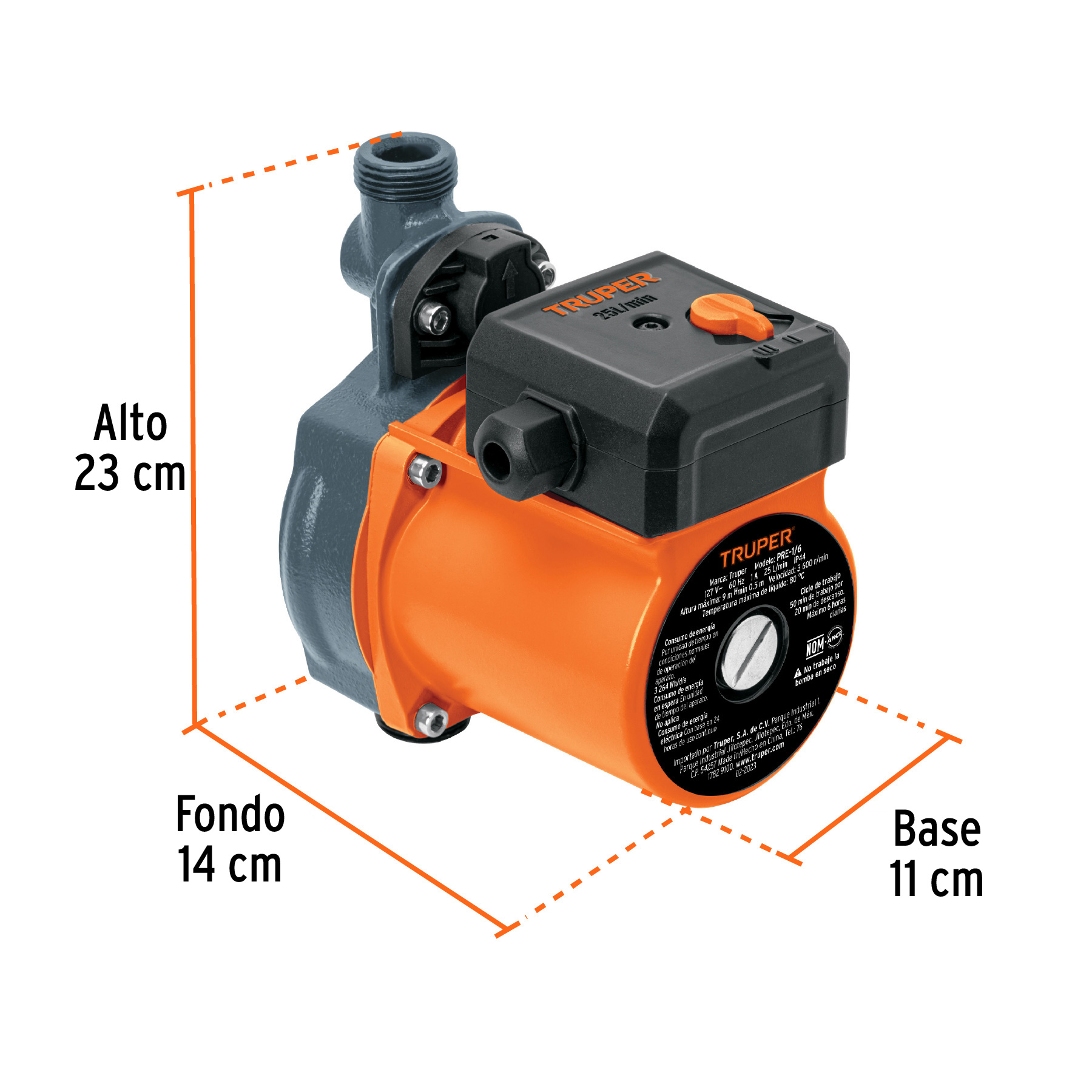 Bomba presurizadora 1/6 HP, 1 servicio, TRUPER