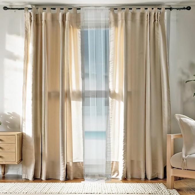 Bela Juego de 2 Cortinas Manta prelavada + 1 Velo Gratis. Tamaño 2.30Alto X 2.80mAncho