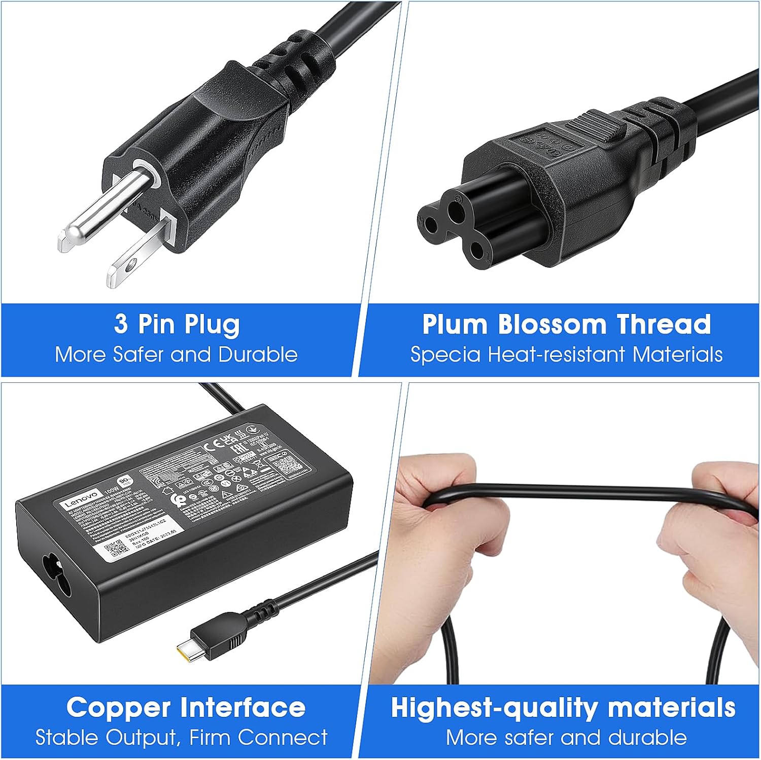 Cargador Original Lenovo ThinkPad, ThinkBook, Carga Rápida, USB-C 100W (Condición Excelente)