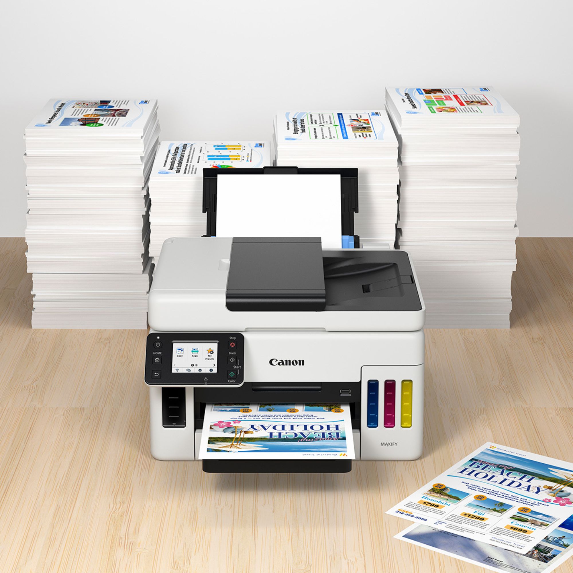 Impresora Multifuncional Canon Maxify GX6010, Sistema de Tinta Continua, USB, Ethernet, Wi-Fi, Dúplex, 45 ppm Negro, 25 ppm Color