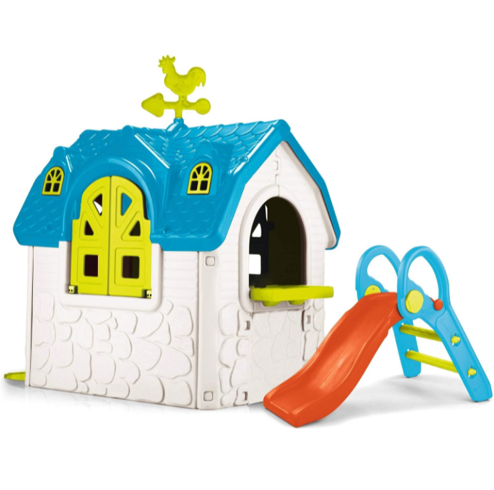 Casa infantil de juegos con resbaladilla patio jardín 