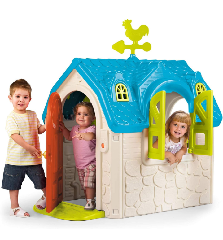 Casa infantil de juegos con resbaladilla patio jardín 