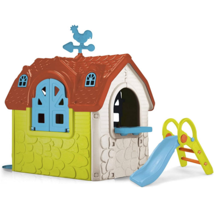 Casa infantil de juegos con resbaladilla patio jardín 