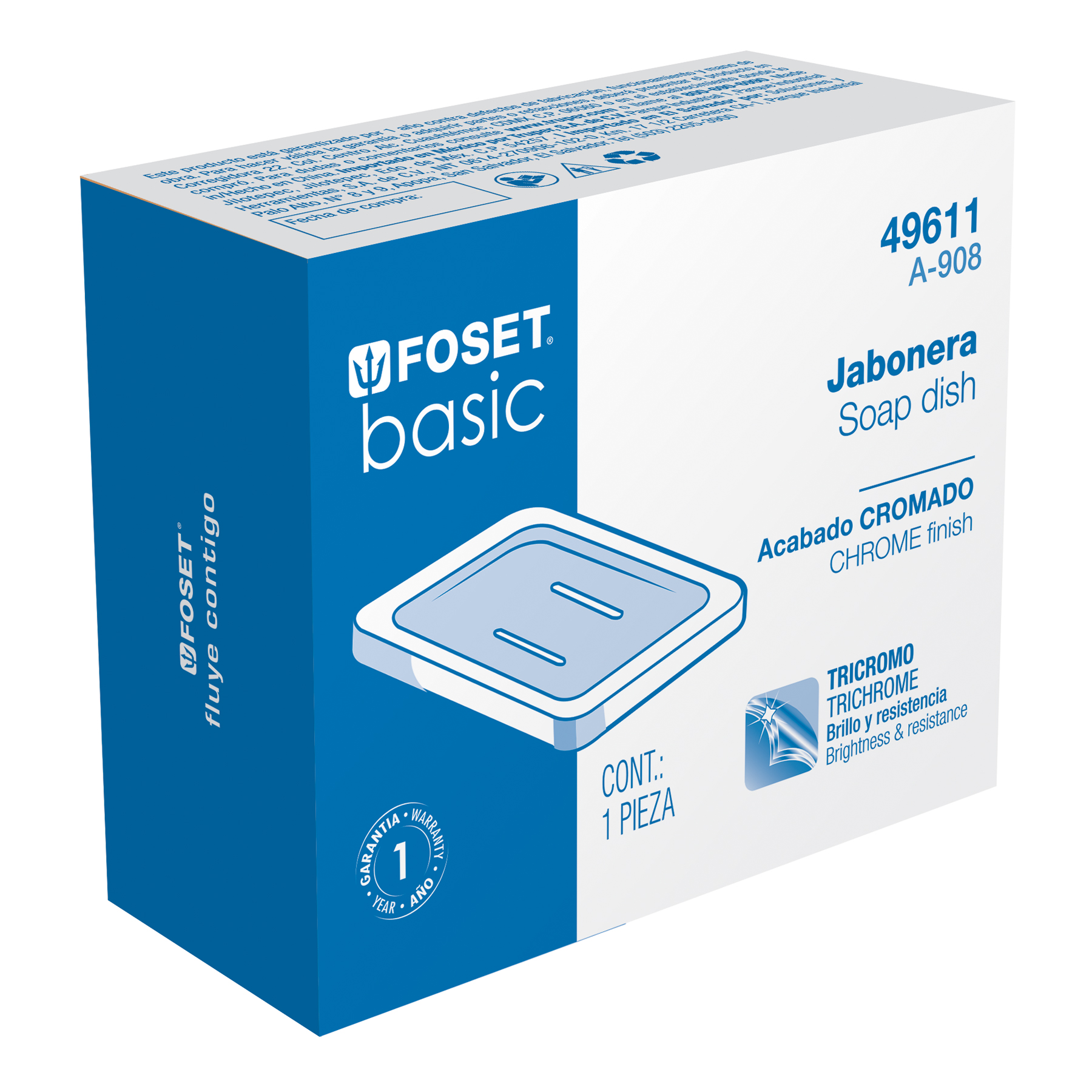 Jabonera metálica, cromo, BASIC