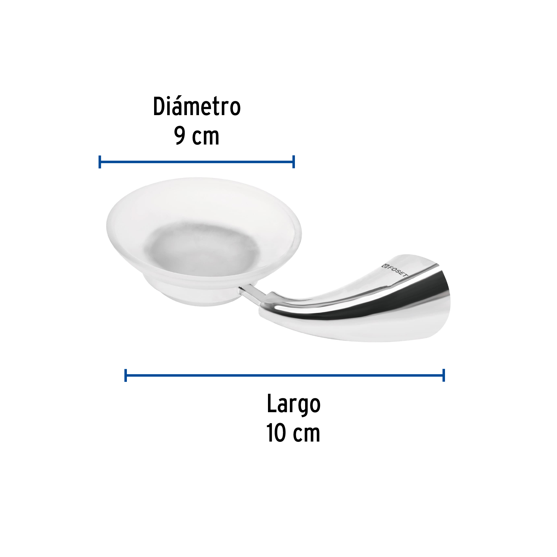Jabonera metálica con plato de vidrio, Foset
