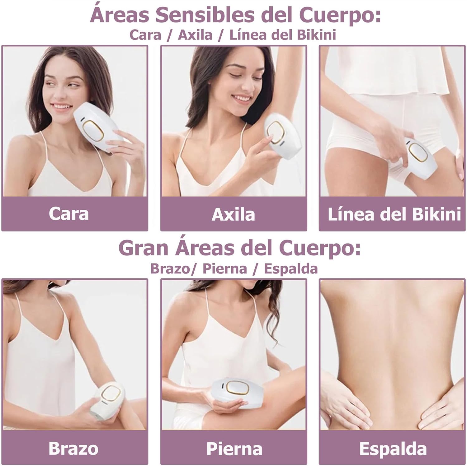 Depiladora Laser, Dispositivo de depilación láser IPL para Mujeres y Hombres, depiladora de luz pulsada para Bikini, Pierna, Brazo entre otros, indolora.