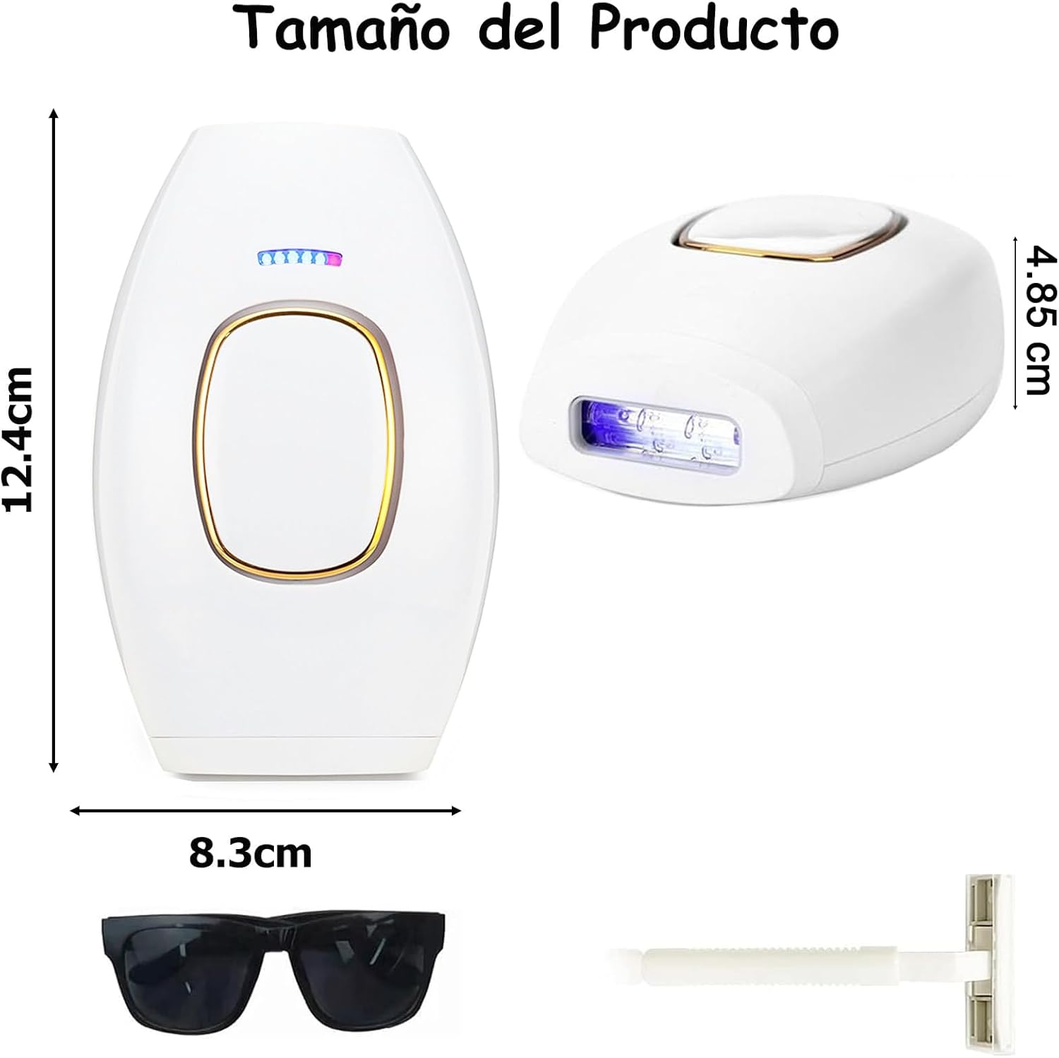 Depiladora Laser, Dispositivo de depilación láser IPL para Mujeres y Hombres, depiladora de luz pulsada para Bikini, Pierna, Brazo entre otros, indolora.