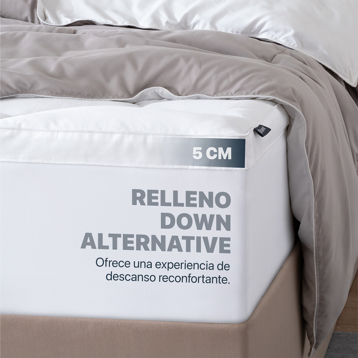 Cubre Colchón Matrimonial de 100% Algodón con Relleno Acolchado Down Alternative, Protector para Colchones Hipoalergénico y Transpirable ESQUIMAL