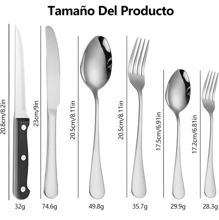 Kit de cubiertos 48 piezas en acero inoxidable modernos 