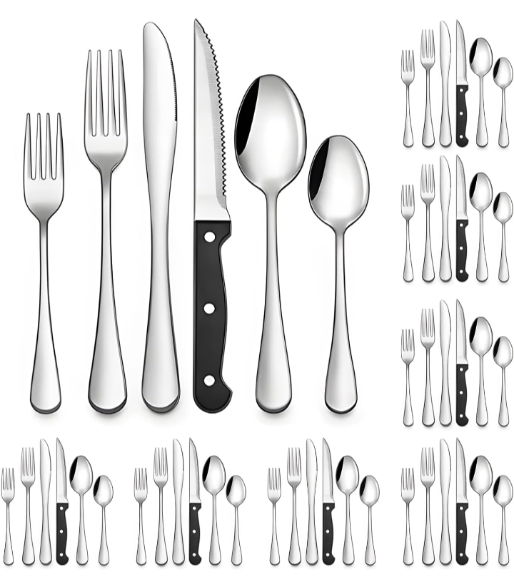 Kit de cubiertos 48 piezas en acero inoxidable modernos 