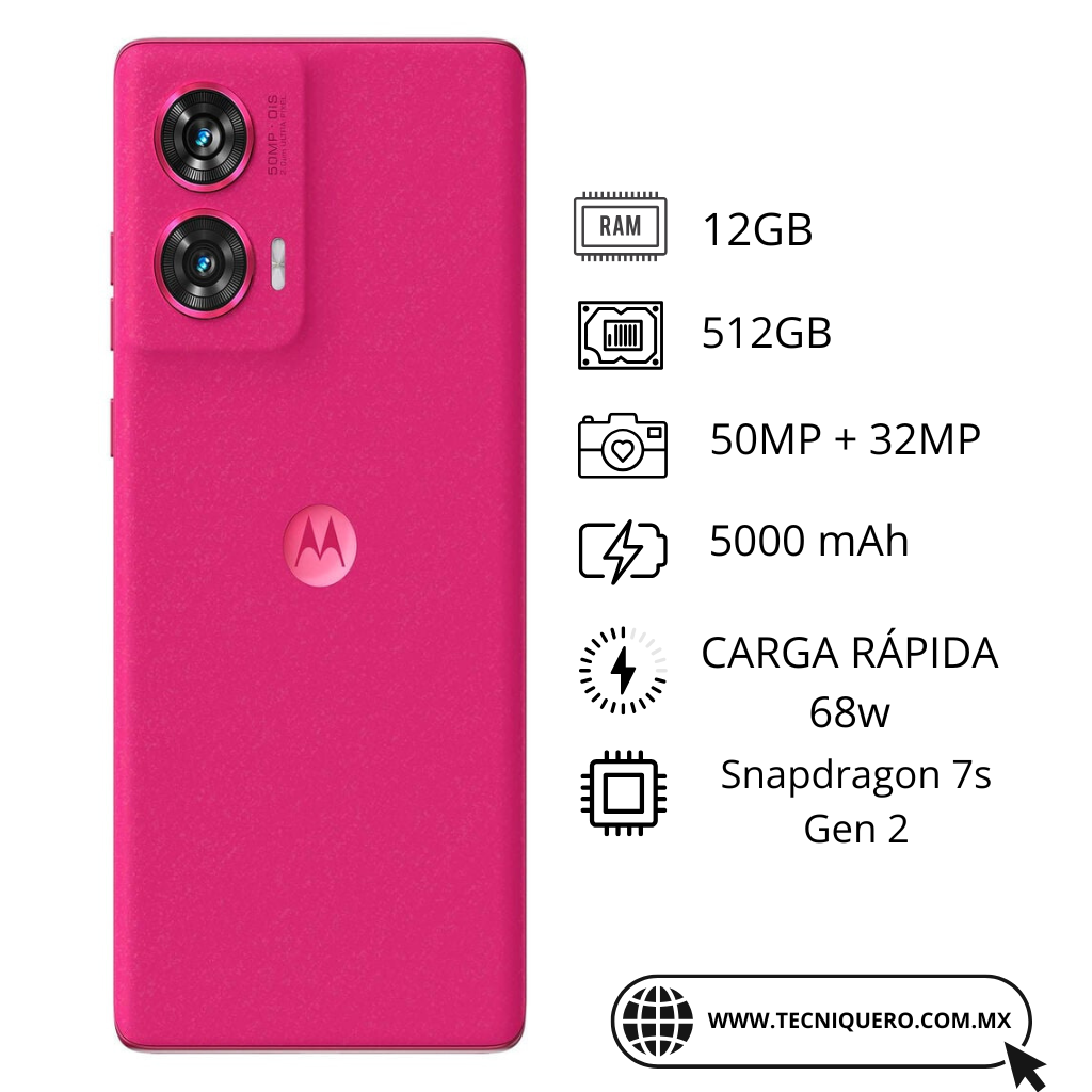 Motorola Edge 50 Fusion 12gb Ram 512gb, 50 MP, 5000mah Carga Rápida, Dual Sim. Rosa