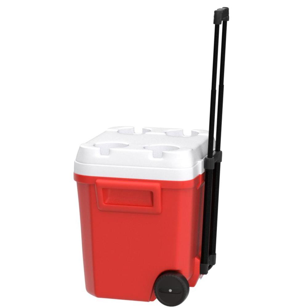 HIELERA 60 QT CON RUEDA ROJO ESTRELLA 90 LATAS IGLOO