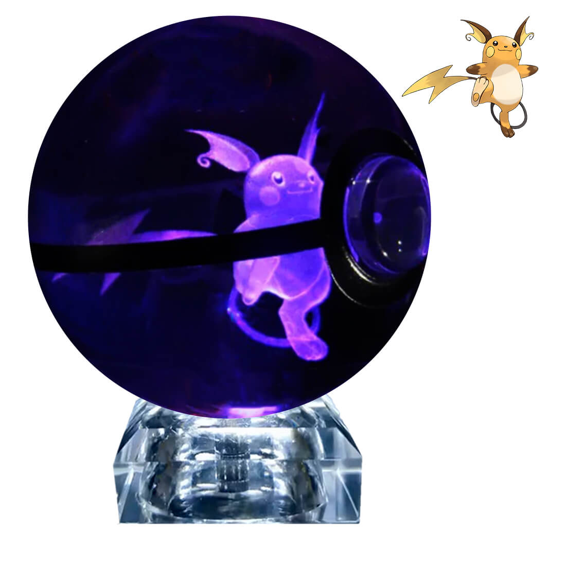Pokebola De Cristal 3d Pokemon Cristal Varios Modelos Luz Raichu