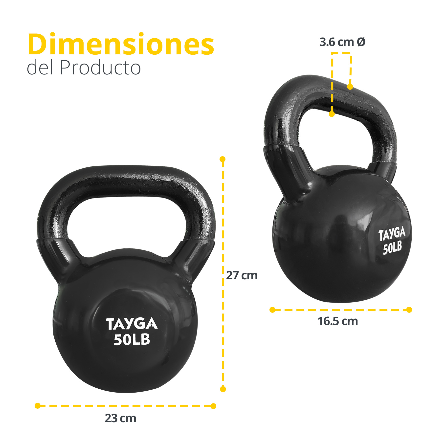 Tayga pesa Rusa fitness kettlebell 50 lb cubierta de vinil