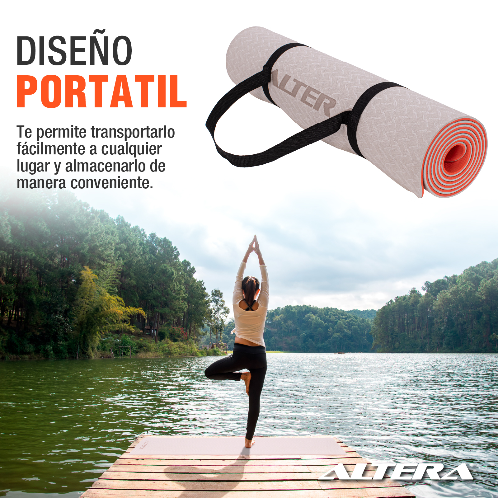 Tapete Yoga Para Ejercicio Altera Antiderrapante Pilates Mat Color Arena Coral