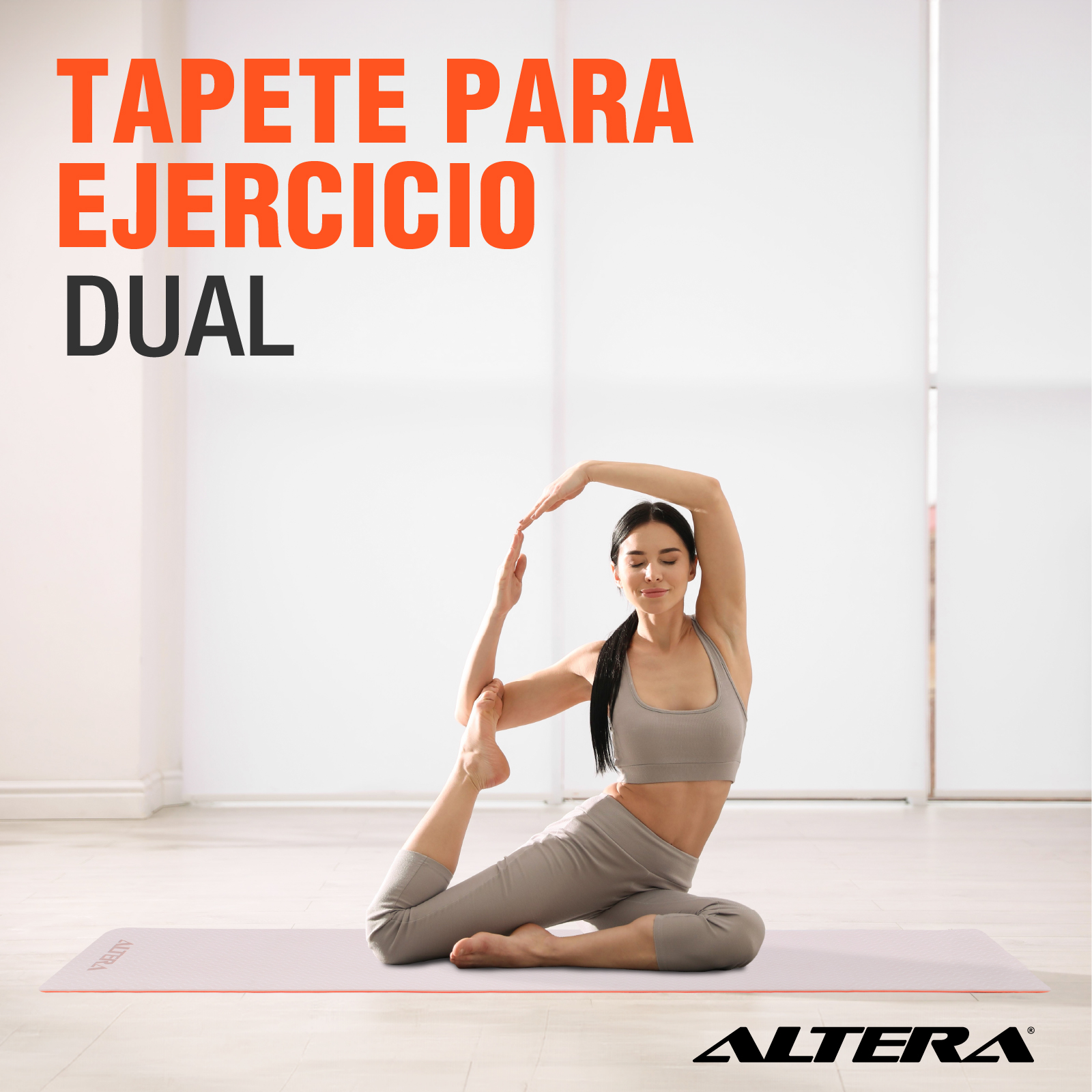 Tapete Yoga Para Ejercicio Altera Antiderrapante Pilates Mat Color Arena Coral