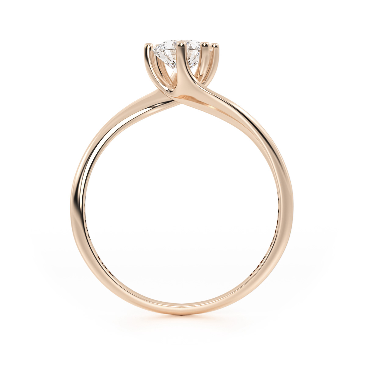 ANILLO DE COMPROMISO  ORO ROSA 10K  SOLITARIO CURVO  ABBA JOYAS 