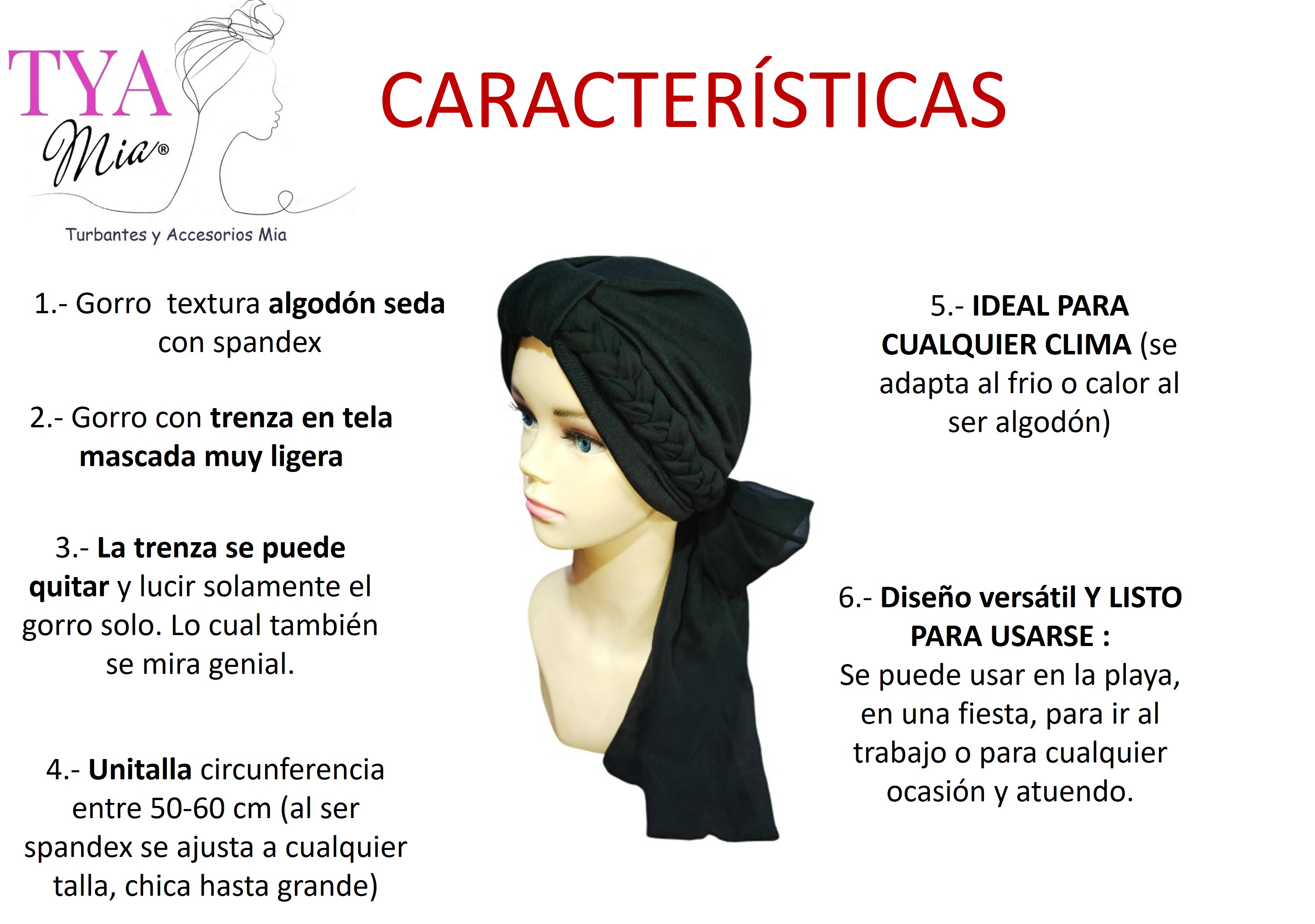 Turbantes elegantes para mujer TYAMIA (2 Piezas): Oncológico, Alopecia..