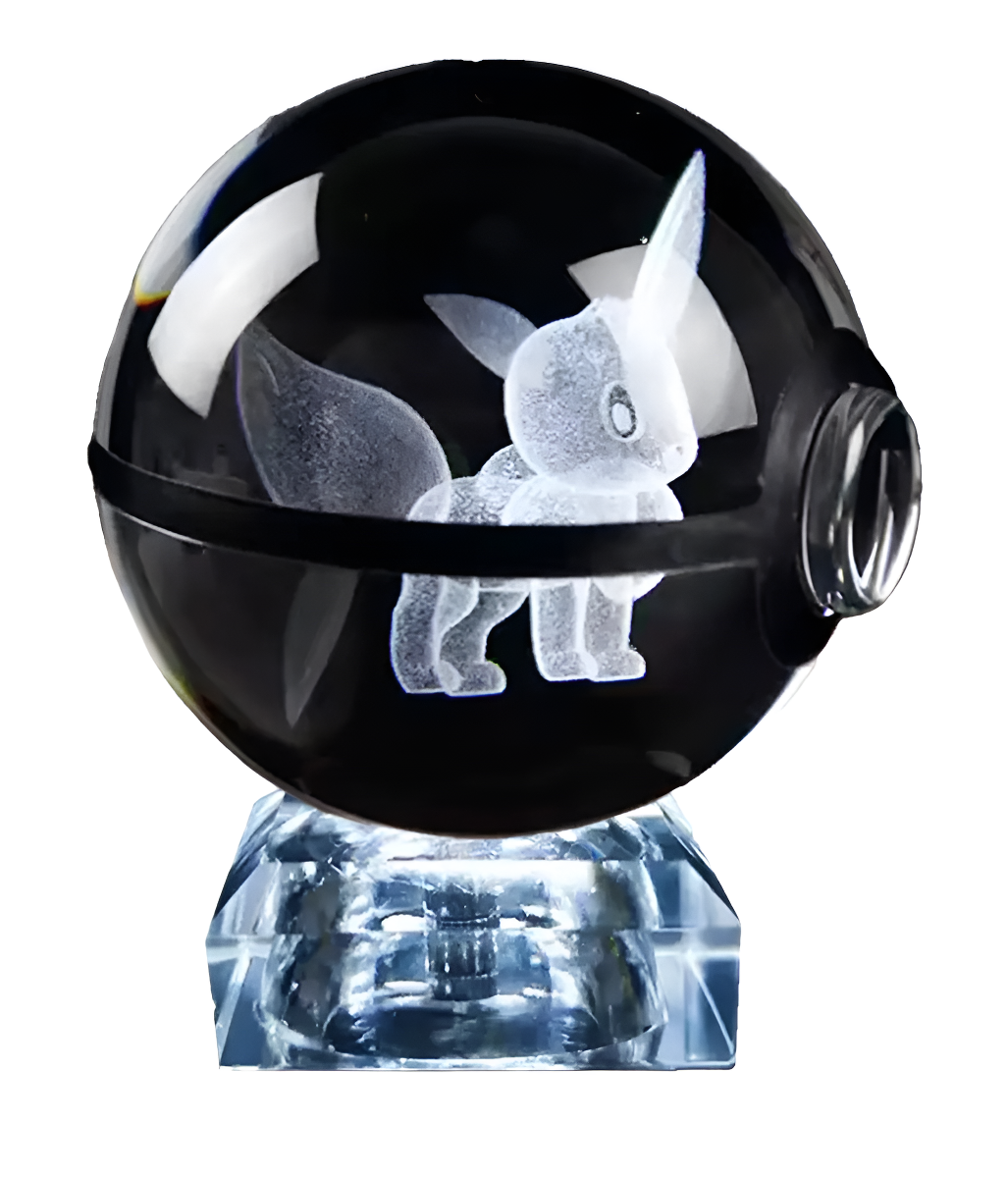 Pokebola De Cristal 3d Pokemon Cristal Varios Modelos Luz Eevee