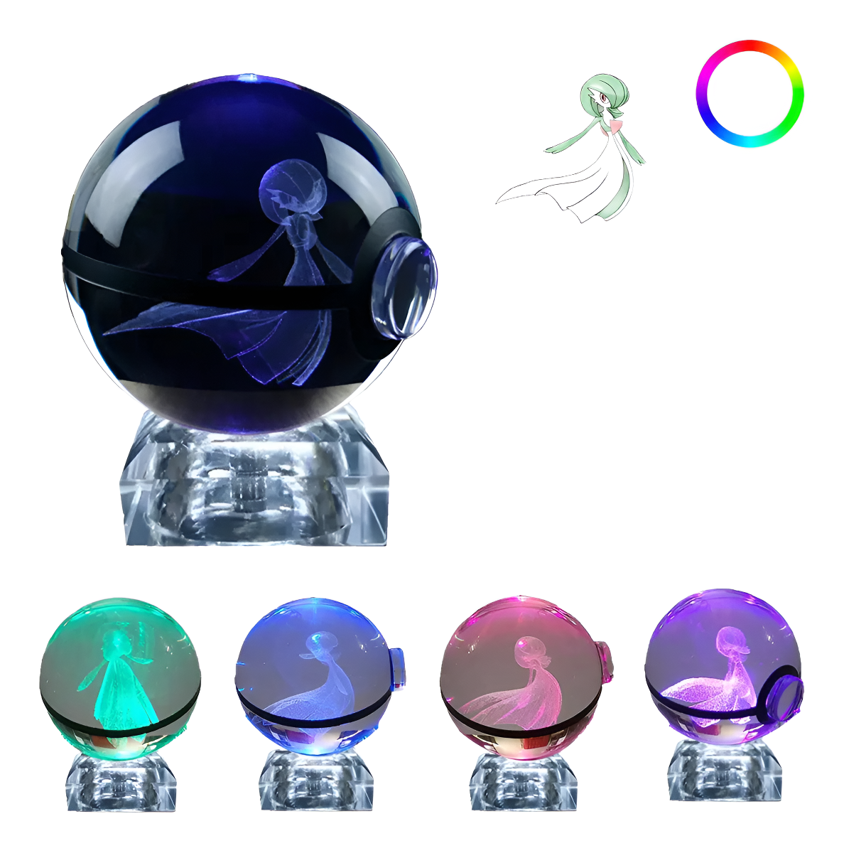 Pokebola De Cristal 3d Pokemon Cristal Varios Modelos Luz Gardevoir