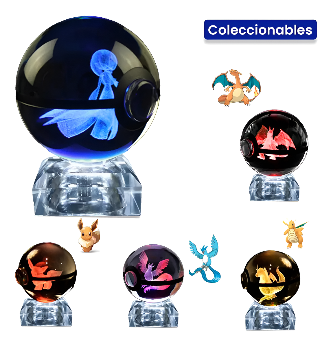 Pokebola De Cristal 3d Pokemon Cristal Varios Modelos Luz Gardevoir