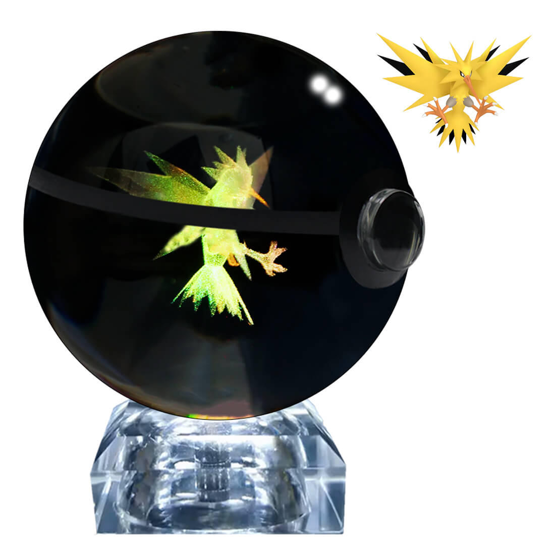 Pokebola De Cristal 3d Pokemon Cristal Varios Modelos Luz Zapdos