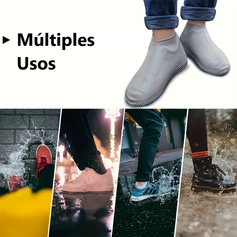 Cubrecalzado Para Lluvia Impermeable de Silicona, Tenis Zapatos y Botas, Protector Antideslizante