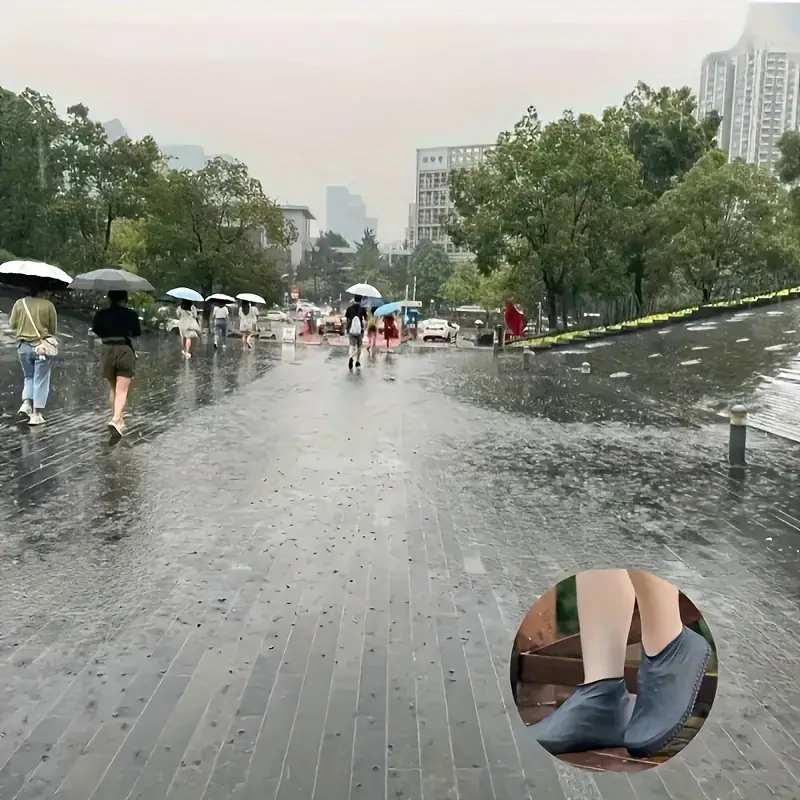 Cubrecalzado Para Lluvia Impermeable de Silicona, Tenis Zapatos y Botas, Protector Antideslizante