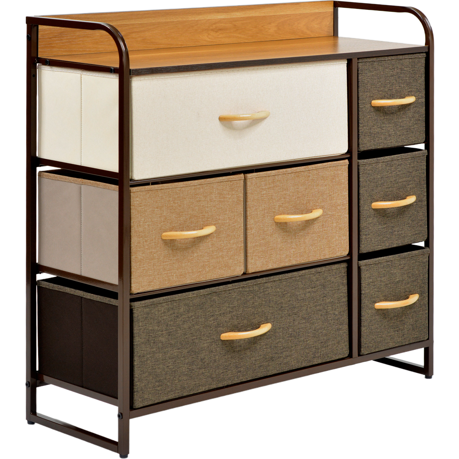 Mueble Buro Organizador Comoda Cafe Metal 7 Cajoneras Tela