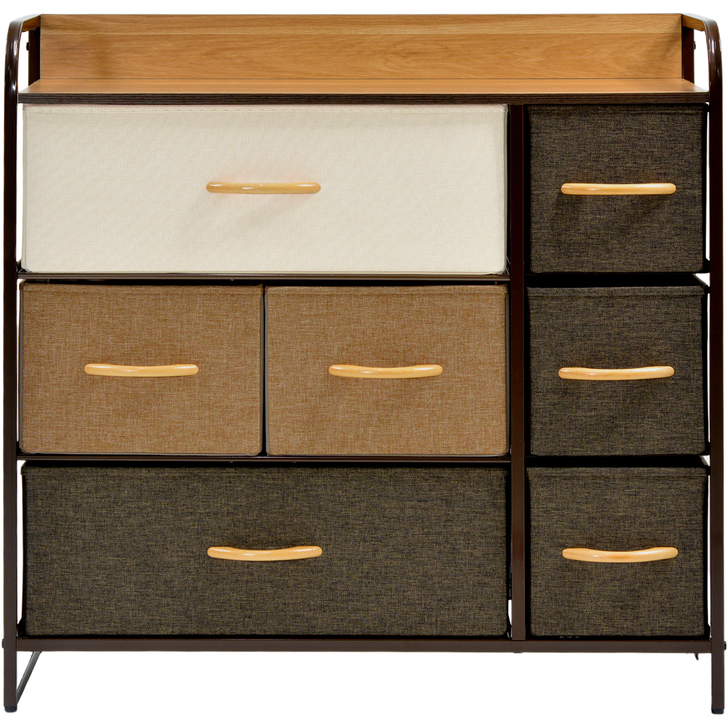 Mueble Buro Organizador Comoda Cafe Metal 7 Cajoneras Tela