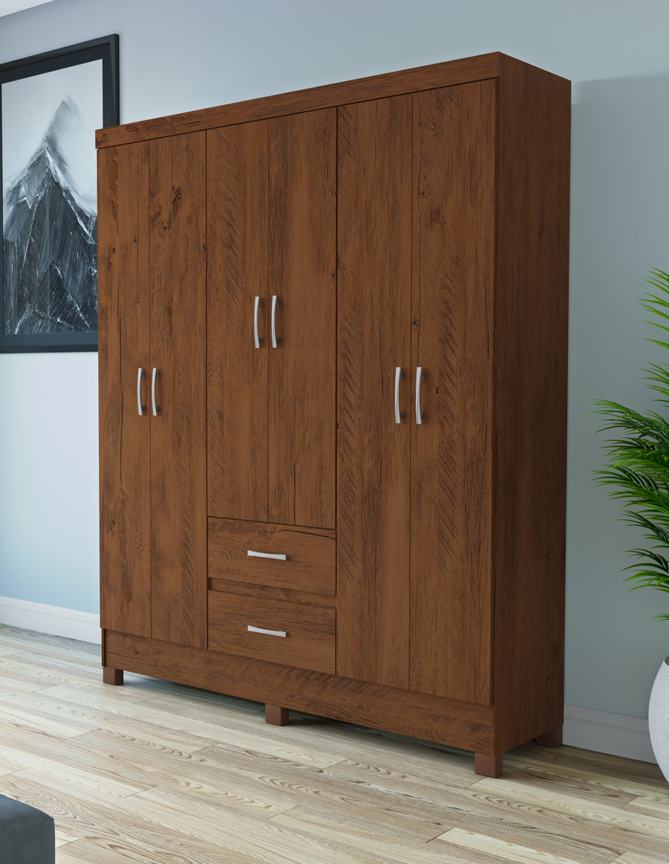 Ropero Closet Moderno Lotus 6 Puertas Y 2 Cajones Rustico