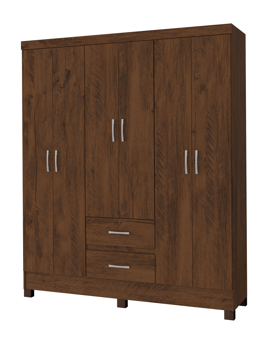 Ropero Closet Moderno Lotus 6 Puertas Y 2 Cajones Rustico