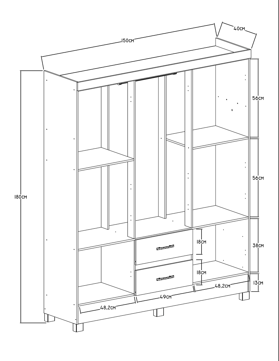 Ropero Closet Moderno Lotus 6 Puertas Y 2 Cajones Rustico