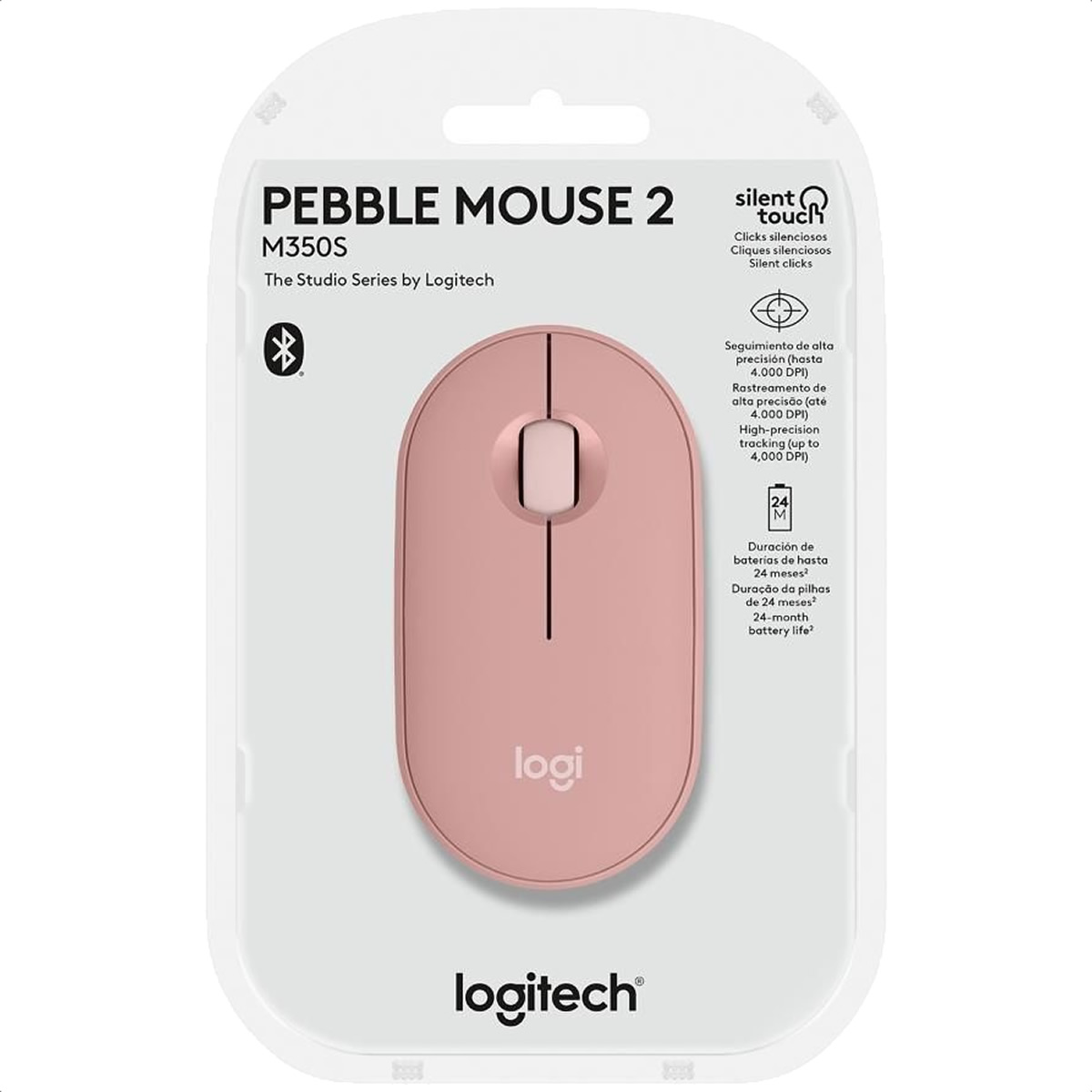 Mouse Logitech PEBBLE 2 M350S Inalambrico Optico Bluetooth Rosa 910-007048
